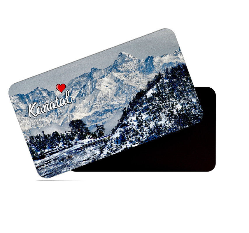 dhcrafts Rectangular Rubber Fridge Magnet / Magnetic Card Multicolor Uttarakhand Kanatal Design Pack of 1 (8.6cm x 5.4cm)
